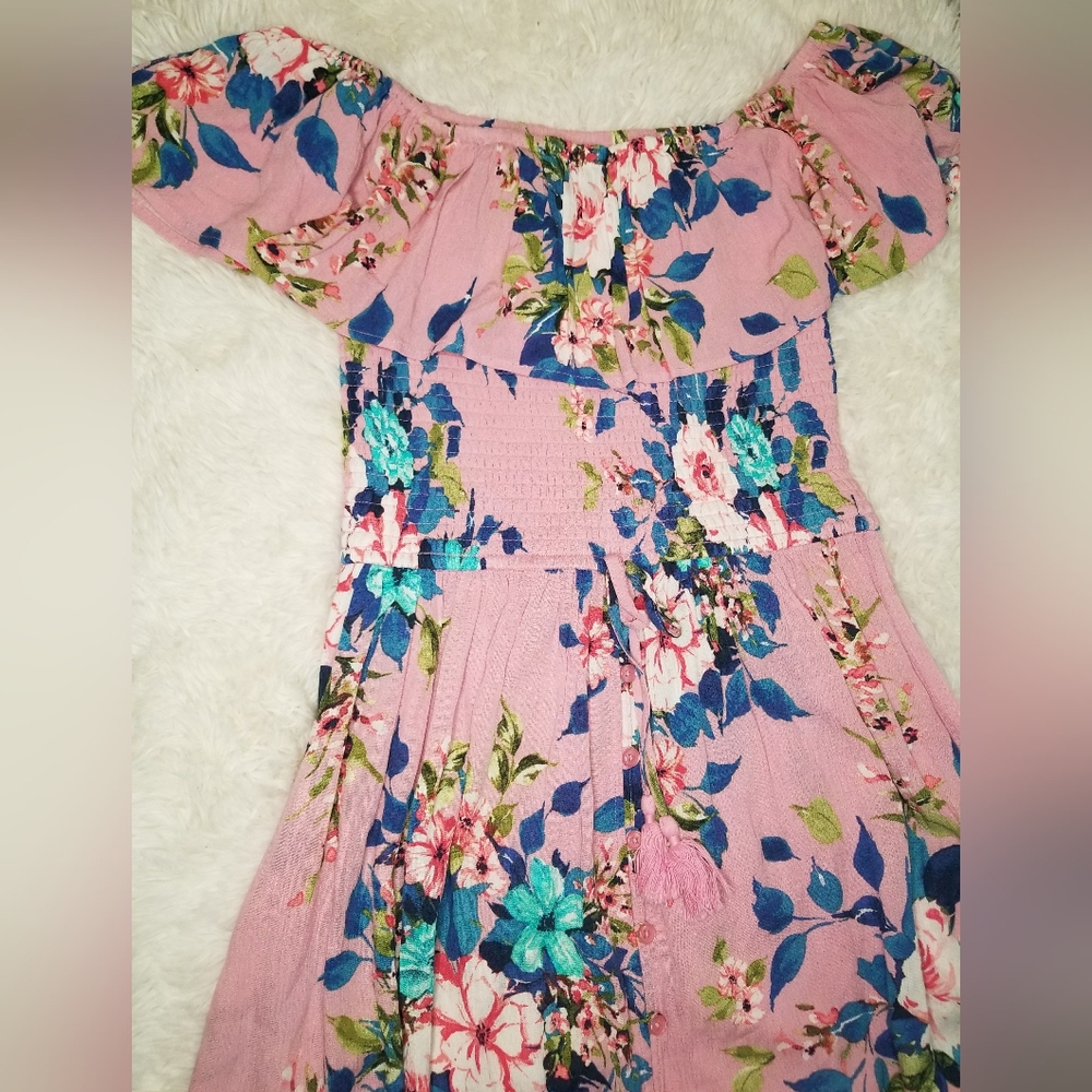 Pink Floral High/Low Maxi Dress